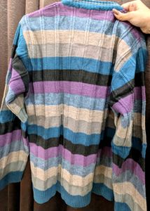 Men's Striped V-Neck Sweater