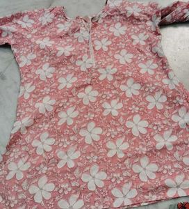 Pink Floral Pure cotton kurti