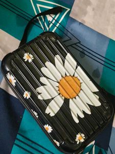 Daisy Print Hard Case Clutch Bag
