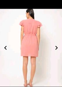 Chic Pink Ruffle Sleeve Mini Dress