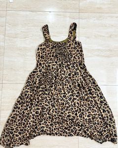 Animal Print Mid Knee Length Dress