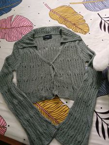 Rib Knit Hollow Out Cardigan Curve &amp; Plus