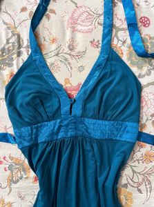 y2k teal halter neck top