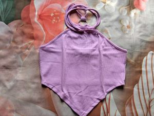 Cute Pink Halter Neck Crop Top