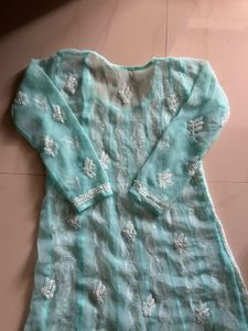 🩵Beautiful Teal Chikankari Kurta