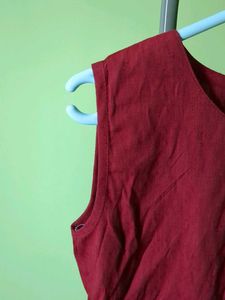 Red Sleeveless Ethnic Blouse