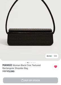 Mango Black Croc Textured Shoulder Bag