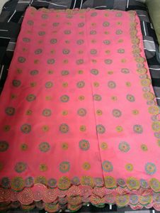 Elegant Pink Embroidered Saree