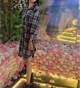 Winter Plaid Shirt Dress with Belt