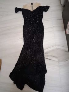 Black Sequin Off-Shoulder Gown