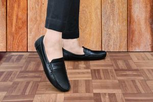 Black Leather Driving Loafers