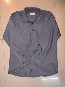 Men's Grey Striped Long Sleeve Shirt