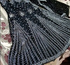black semi fish cut lehenga