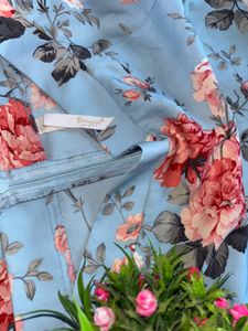 Light Blue Floral Print Ethnic Skirt