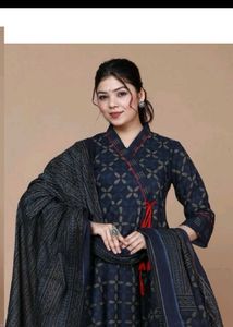 Stylish Blue Printed Kurta Set