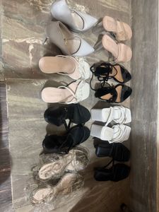RINDAS Black Heels with Clear Straps