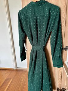 Chic Green Polka Dot Shirt Dress