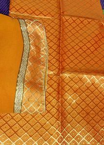 "✨ Lustrous Synthetic Gold Lace Border Saree with Premium Quality Fabric &amp; Stunning Blouse 💃🏼👑"