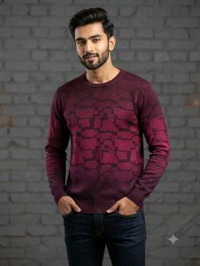Men's Burgundy Geometric Print Sweater