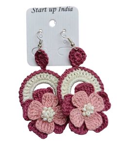 Multicolour Handmade Crochet Flower Earrings