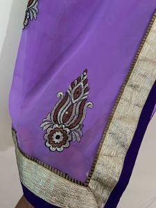Purple Embroidered Saree