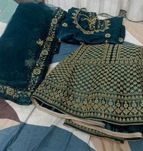 Embroidered Teal Lehenga Choli Set