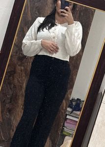 White Laced Women Button Down Top