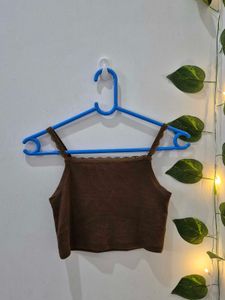 Brown Lace Trim Cami Top🤎☀️