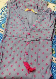 Gray Tunic Top &amp;Fushia Pink Scarf Set