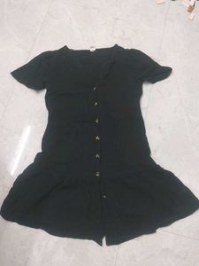 Black Button-Up Mini Dress