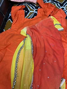 Orange Embellished Kurta Set