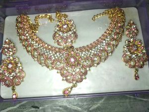 Pink &amp; White Rhinestone Jewelry Set