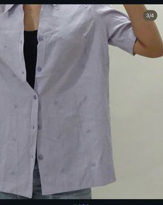 Lilac Embroidered Button-Up Shirt