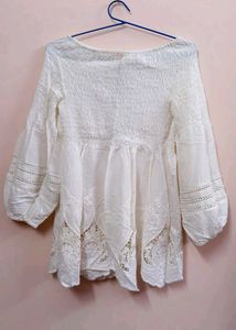 Premium White Schiffli Off-Shoulder Tunic / Mini D
