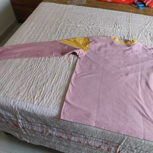 Pink and Yellow V-Neck T-Shirt
