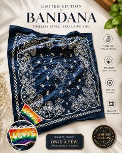 LEVIS Limited Edition Navy Paisley Bandana Scarf