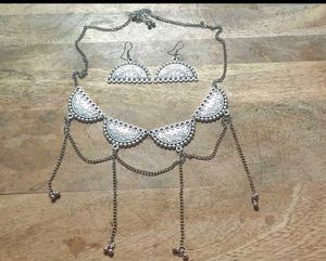 Oxidized Silver Necklace and Earrings Set