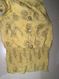 Yellow Floral Print Blouse