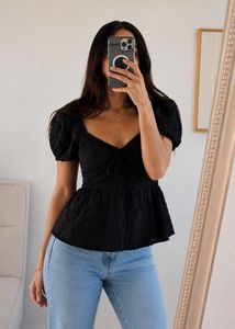 Chic Black Peplum Top