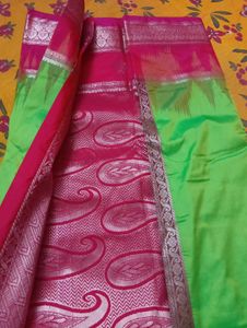 Green &amp; Pink real mysore silk or kanchipuram saree
