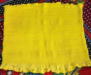 Yellow Smocked Tube Top with Ruffle Trim