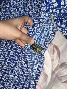 Blue Floral Smocked Square Neck 👗