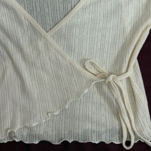 soft girl cream wrap top🎀