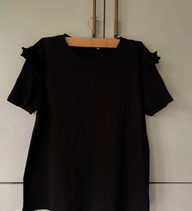 Zara Chic Black Ruffle Sleeve Top