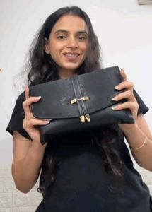 Stylish Black Clutch Bag with Chain