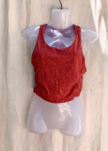 Red Textured Tank Top