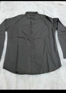 Classic Grey Cotton Men's Shirt