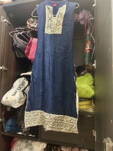 embroidery navy blue kurta small size