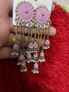 Pink Jhumka Earrings