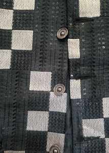 Men's Black &amp; Silver Nehru jacket